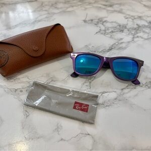 Ray-Ban Wayfarer Purple Frame Sunglasses with Blue Lenses
